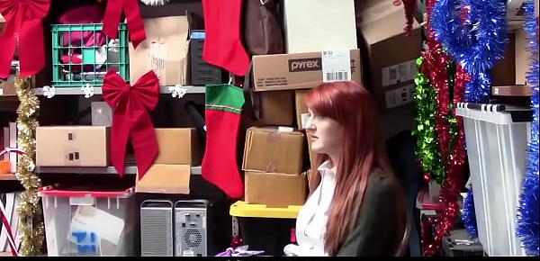  Cute Redhead Shoplifter Fucked Softly on Christmas